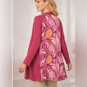 Soft Surroundings Mesa Mirage Open Knit Cardigan M Paisley Lightweight Relaxed